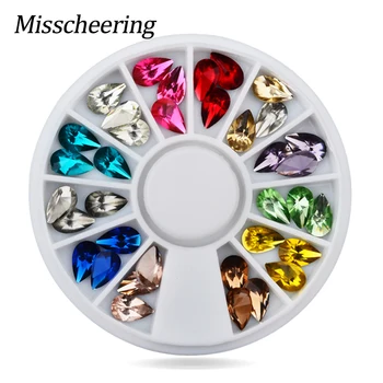 

36pcs/set Glitter Nail Art Rhinestones 3D Design Mix Colors Acrylic UV Gel Nail Tips Gems Decoration DIY Nail Accessories 5X8mm