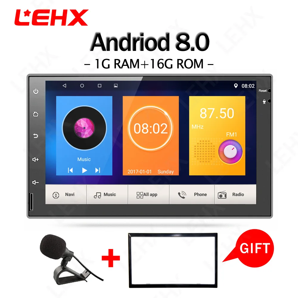 Discount LEHX 2 din car Android 8.0 GPS Navigation Bluetooth For Nissan VW Toyota Peugeot WiFi Multi-Media 7 inch car Radios Player RDS 1