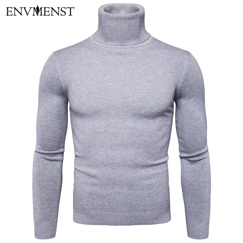 ENV Для мужчин ST Winter толстый теплый двойной воротник свитер Для мужчин водолазка Брендовые однотонные Цвет Свитеры для женщин Slim Fit пуловер