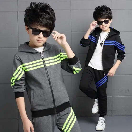 

New Boutique Kids Clothing Boys Long Sleeve Casual Outfits Kinderkleding Jongens Two-piece Sets Striped Children' Sports Suit