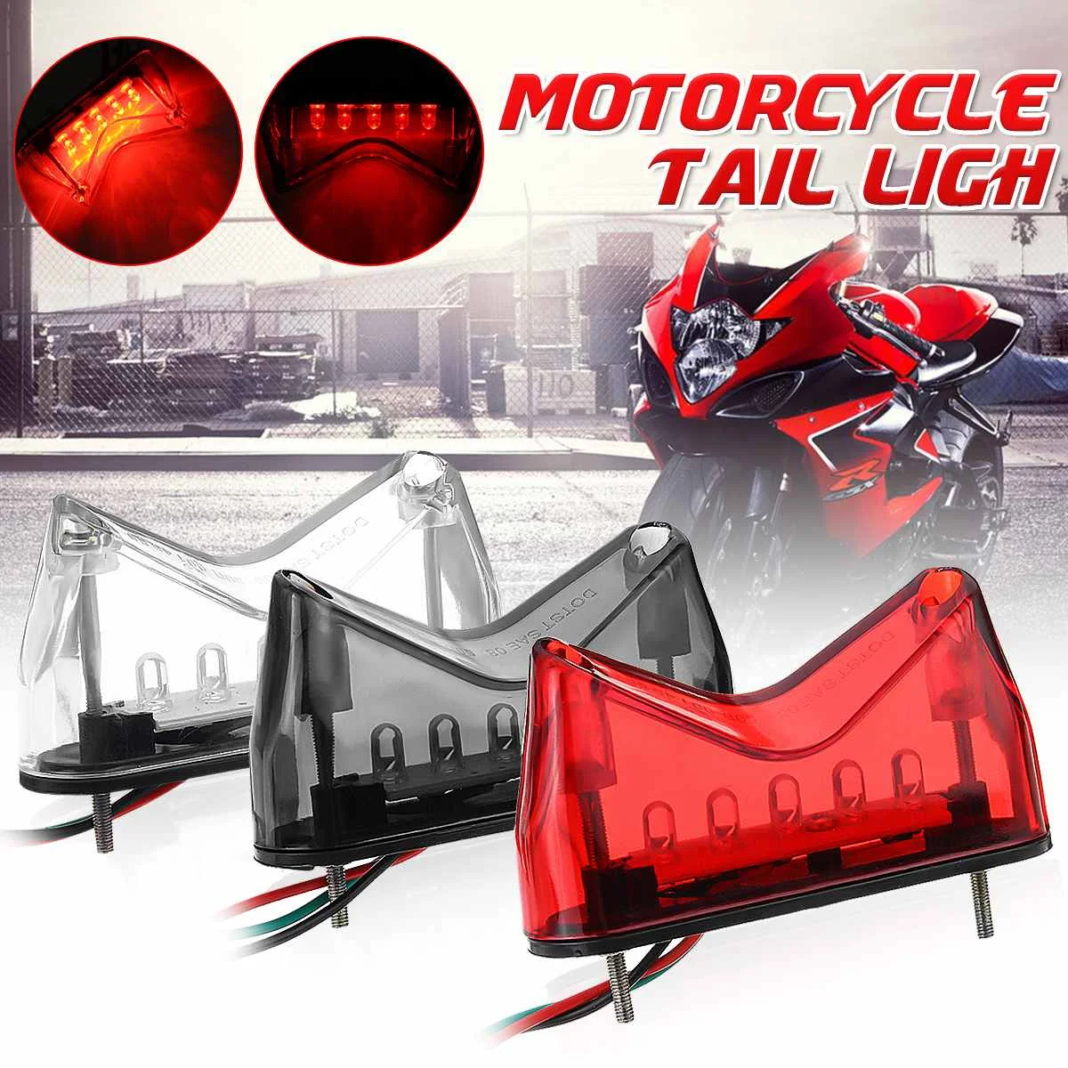 

12V Universal Motorcycle Rear Running Stop Brake Tail Light For Scooter ATV