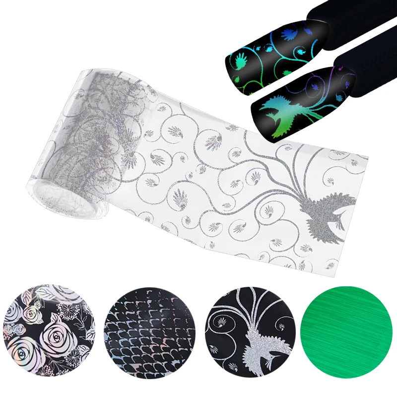 

100*4cm Nail Sticker Multicolor Laser Pattern Brand New Transfer Nail Foil Decal Stickers For Nail Art Decorations