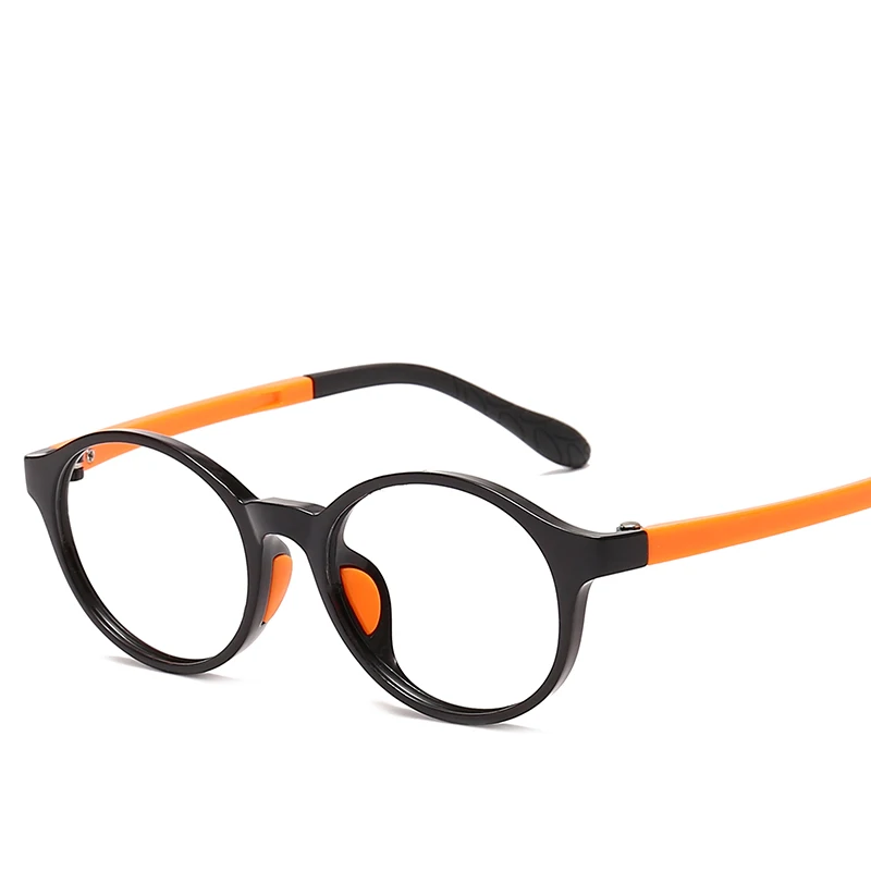 OVZA овальная оправа для очков Детская мода TR90 оправа для очков прозрачные линзы для мальчиков и девочек ультралегкие 13 г S6067 - Цвет оправы: Black orange