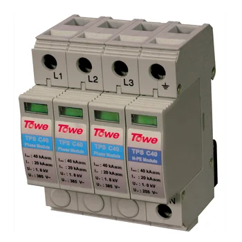 

TOWE AP C40 3P+N Three-phase overvoltage protector 3+1 protect mode with NPE Single-phase overvoltage protector
