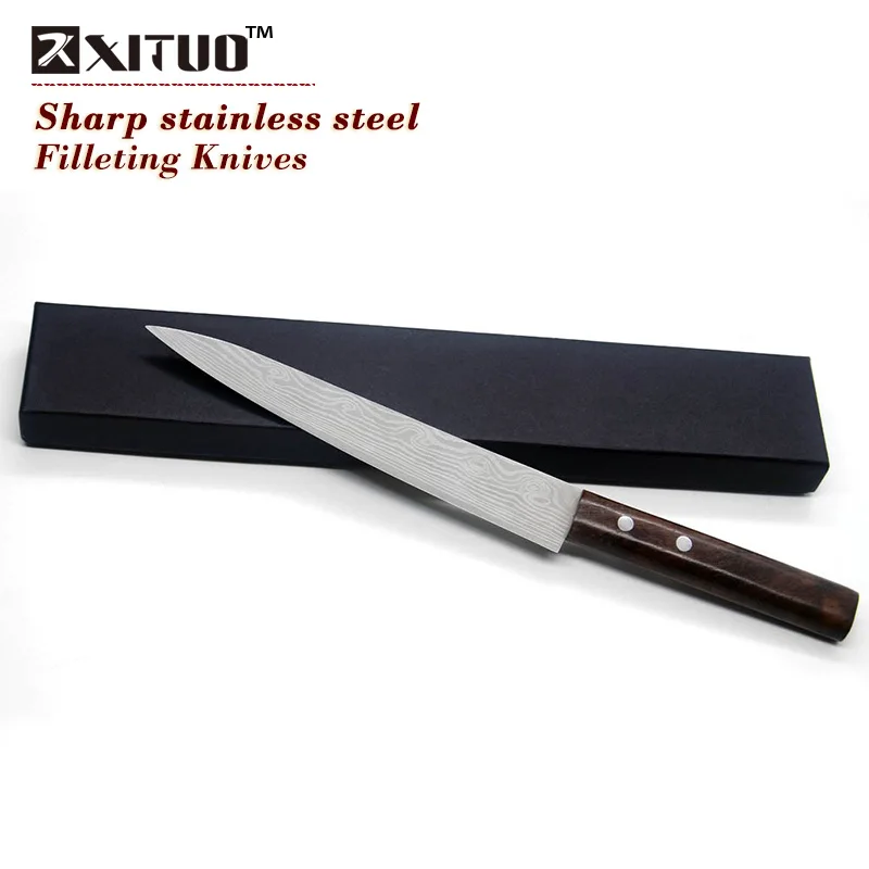 XITUO 8 дюймов филейные ножи японский Santoku нож шеф-повара имитация Дамасского узора утилита мелкие ножи кухонные инструменты подарок