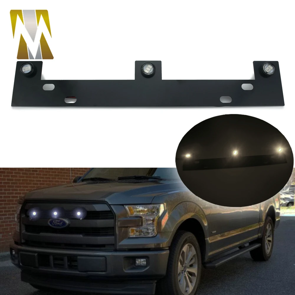 For Ford F-150 2009 2010 2011 2012 2013 2014 2015 Raptor Front Grille LED Lights Kit Bracket For Ford F150 Front Grill Lamp LED (7)