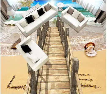 

Custom Photo Floor Wallpaper 3D Stereoscopic 3D sea floor bridge 3D Mural PVC Wallpaper Self-adhesion Floor Wallpaer