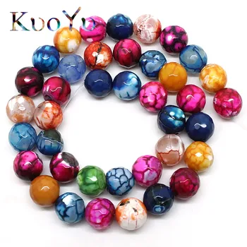 

Natural Faceted Multicolor Fire Stone Round Loose Beads For Jewelry Making 15"8/10/12MM Pick Size DIY Bracelet Necklace