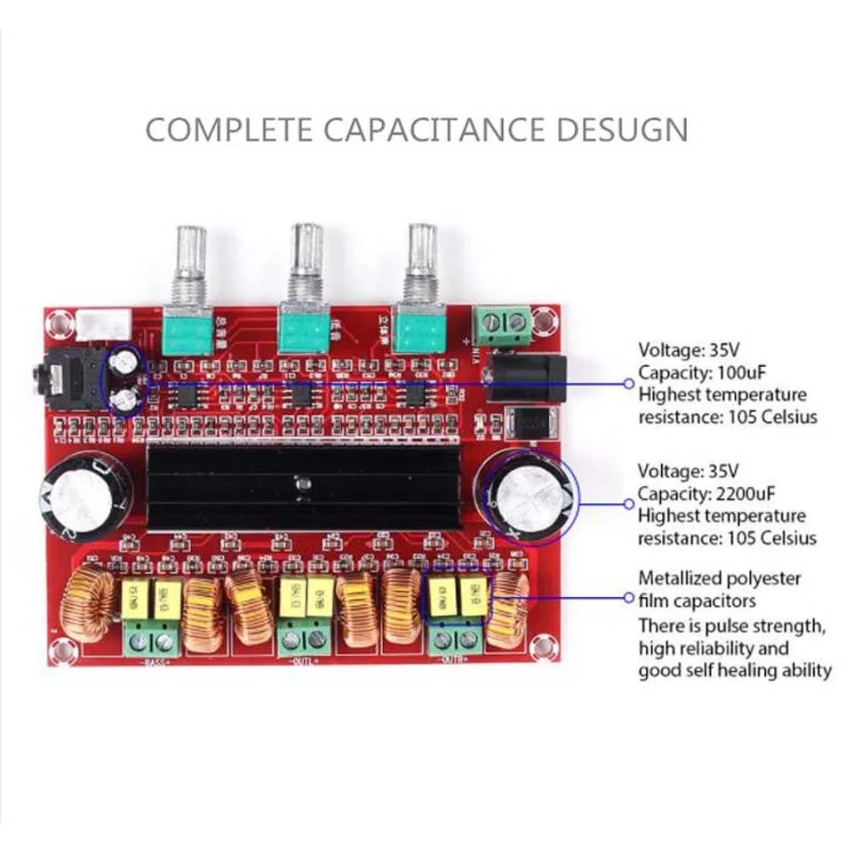 XH-M139 новая версия TPA3116D2 DC12V-24V 2X50 Вт+ 100 Вт 2,1 канальный цифровой сабвуфер усилитель доска D3-005