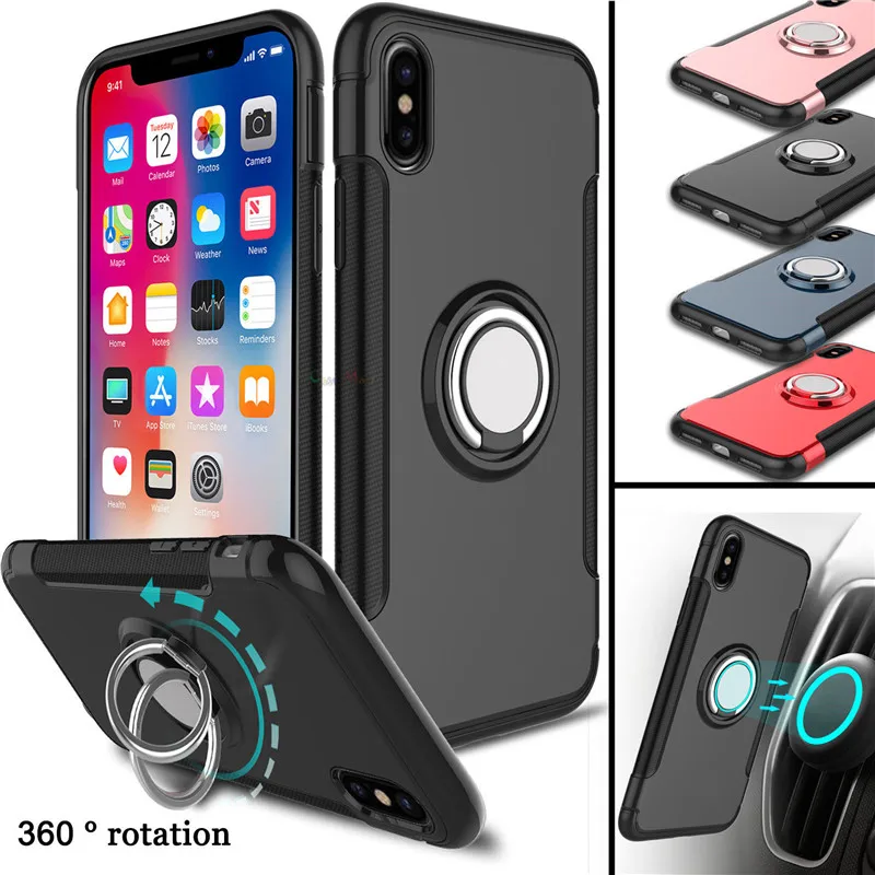 Shockproof Armor Case For Samsung Galaxy Note 9 S9 S8 Plus S7 S6 Car Ring Holder Stand Cover For iphone XS MAX X 8 7 6 6S Plus iphone se wallet case