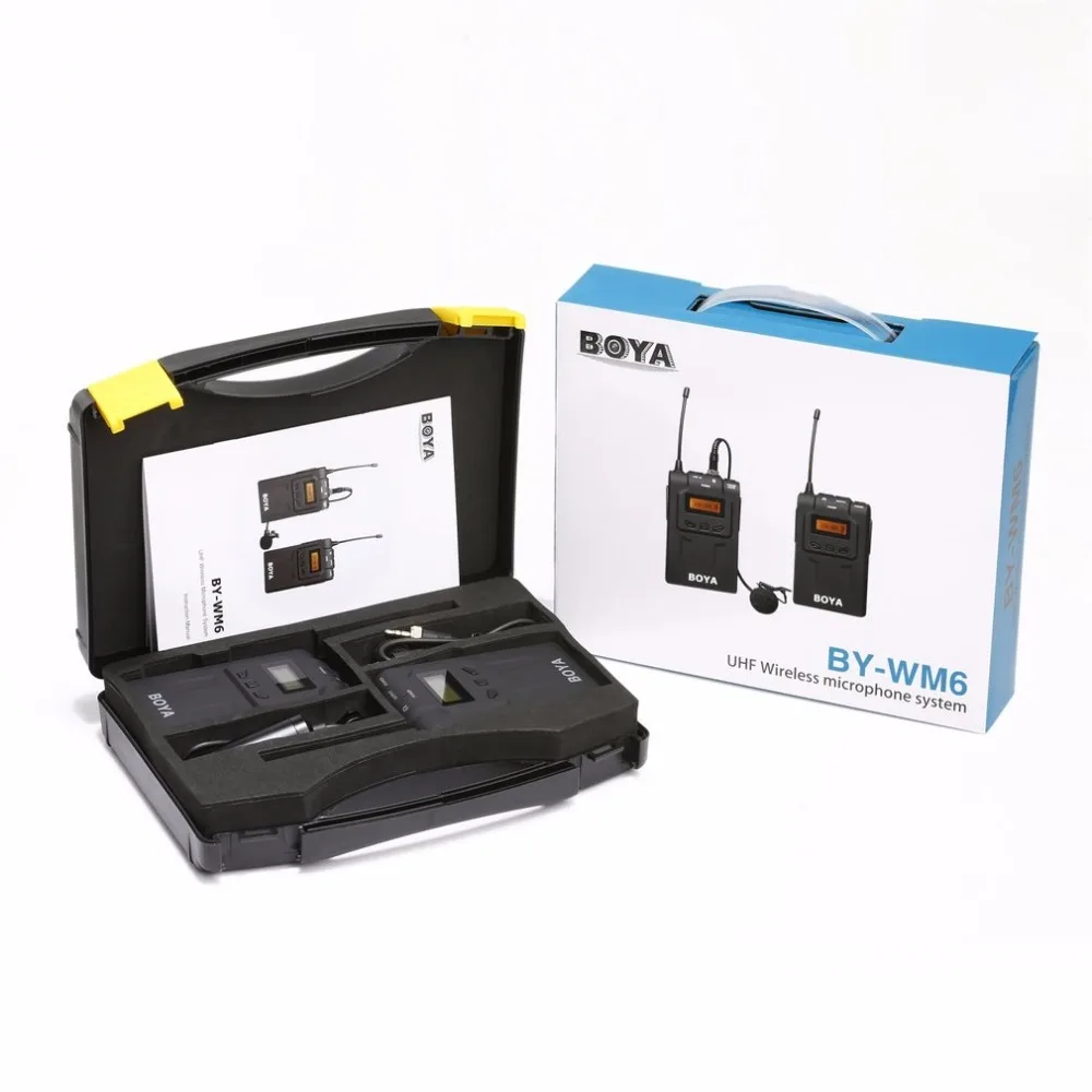 BY-WM6 جدا عالية UHF اللاسلكية Lavalier متعددة الاتجاهات ميكروفون نظام ل DSLR كاميرا