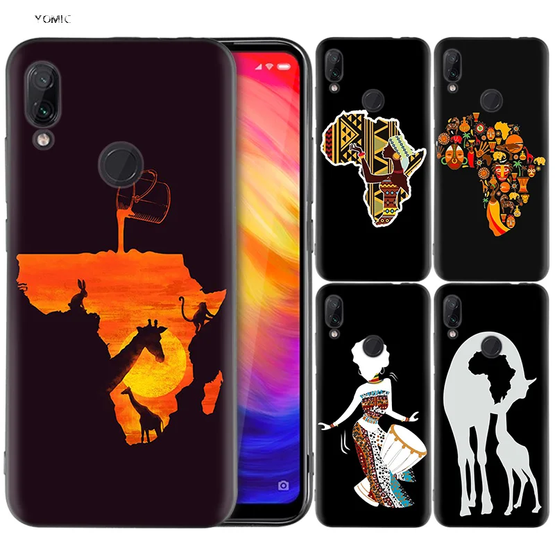 

Silicone Coque Case for Xiaomi Redmi Note 7 6 5 Pro Mi A1 A2 8 Lite 9 GO Poco F1 S2 4 4X Plus Africa Map Geography Painted