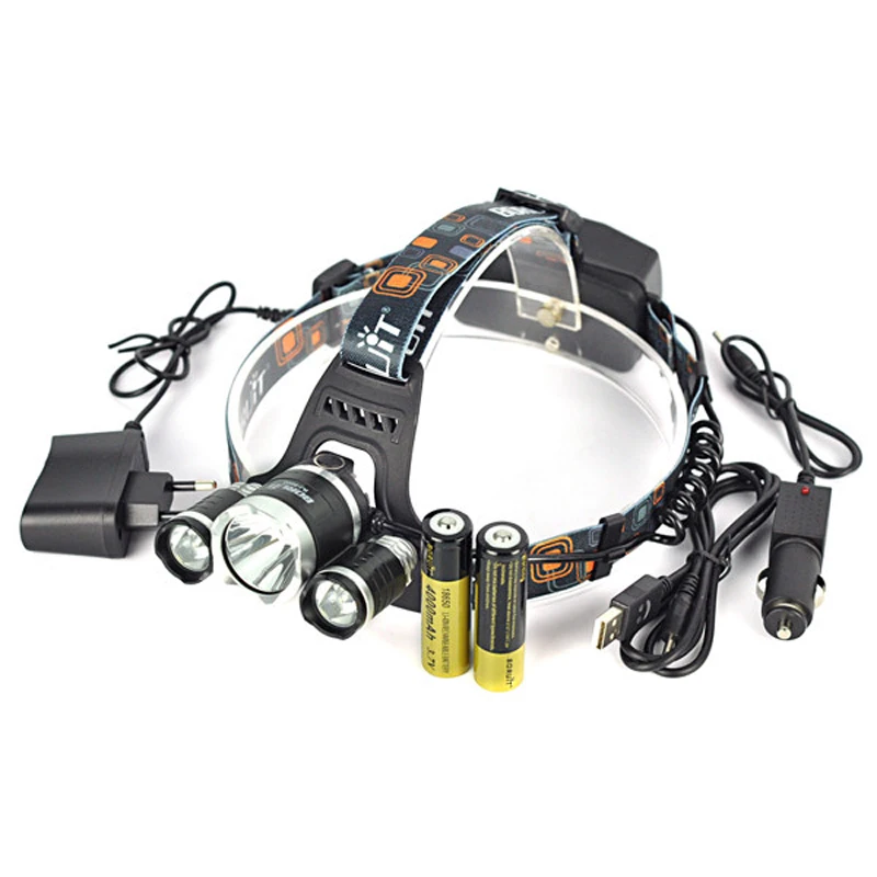 Boruit RJ-5000 8000 Lm 3 Cree XM-L2 4Modes LED Headlamp Headlight Caming Hunting Head Lamp +218650 Battery + Car USB Charger 2