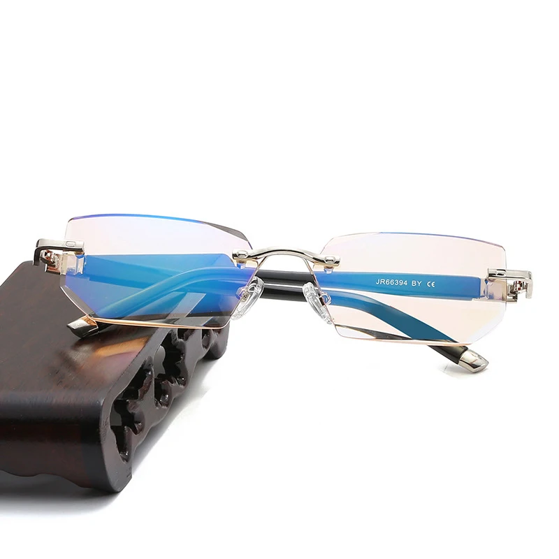 VCKA Fashionable Ultralight Rimless Reading Glasses Yellow Lens Anti-Blu-Ray Computer Glasses Presbyopia Glasses+1.0 to +4.0