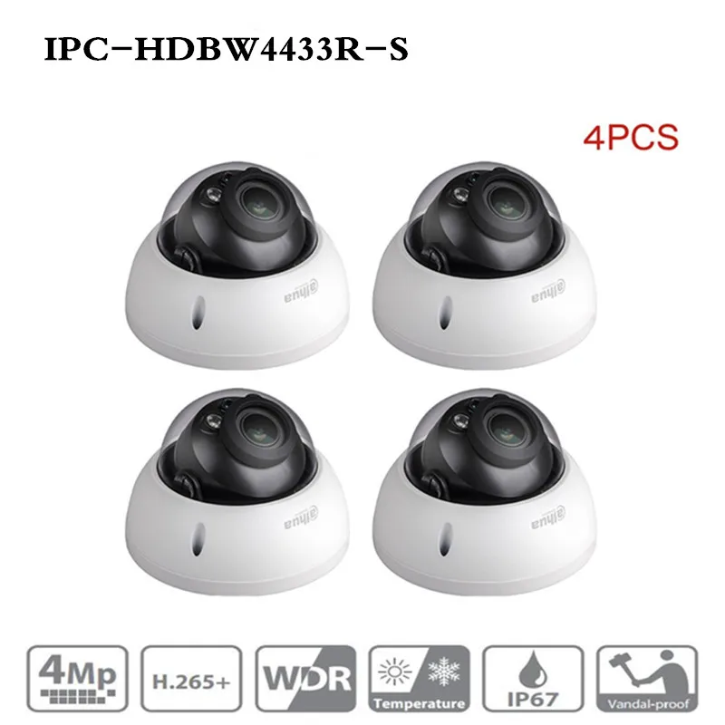 

Dahua IPC-HDBW4433R-S 4Pcs/lot 4MP IP Camera Replace IPC-HDBW4431R-S IK10 IP67 POE SD Card Slot Starnight Cam Great Night Vision
