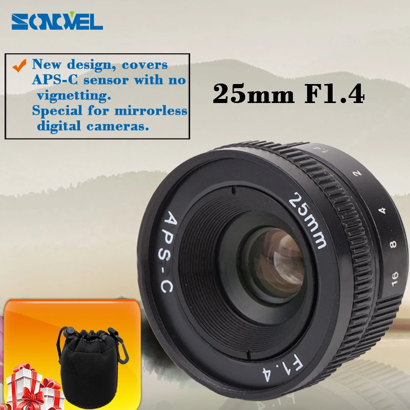 

Camera lenses 25mm F1.4 C-Mount Lens For APS-C Camera M4/3 FX EOSM N1 P/Q NEX E-P1 E-PL1 G1 GF1 GH1 NEX-3 NEX-5 NEX-7