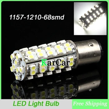 

10PCS/Lot 1157 BAY15D 68 SMD 1210/3528 LED White Brake Tail Lights, 12V 2357 2057 Daytime running Lamp P21/5W Parking Bulbs
