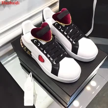 Hanbaidi Luxo Projeto Mulheres Casusal Sapatos Pista Coração Decoração Lace Up Sapatilhas Gladiador Flats Tenis Masculino Adulto Outfit 9.5