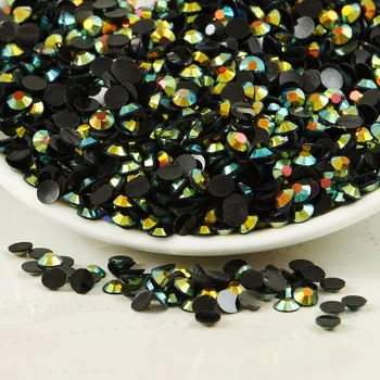 

2mm,3mm,4mm,5mm,6mm Emerald AB Flatback Nail Art Resin Rhinestones Glue on Rhinestones For Nail Art Decorations Accessories