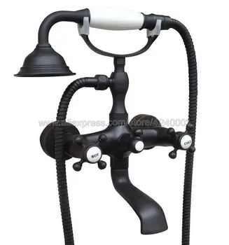 

Oil Rubbed Bronze Bathroom Tub Faucet Telephone Style Bathroom Bathtub Wall Mounted With Handshower Swive Tub Spout Ktf609