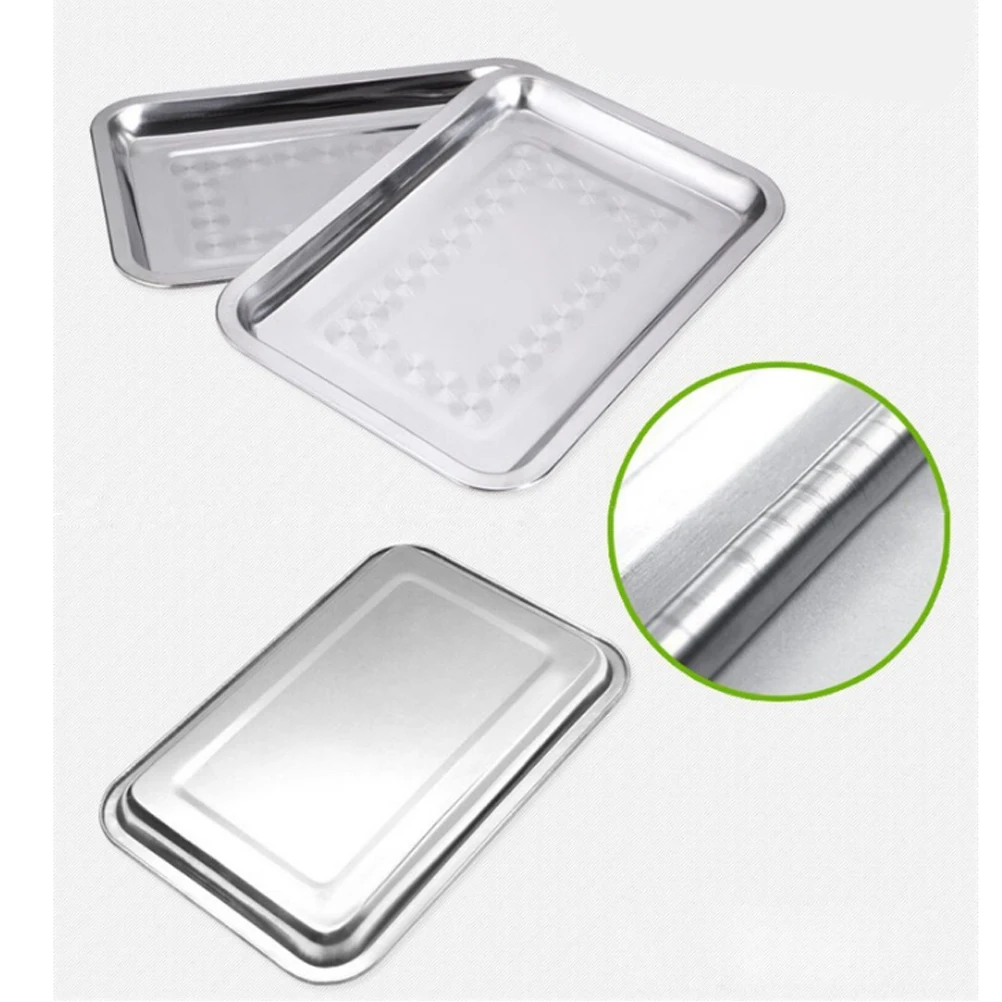 1 Pc 32x22cm Baking Pan Rectangle Flat Non Toxic Stainless Steel Serving Dish Tray Pan Tray