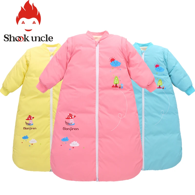 

Detachable sleeve Baby Sleeping Bag winter Down cotton Kids Sleepsacks Baby Breathable Envelopes for Newborns Wrap sleep sack