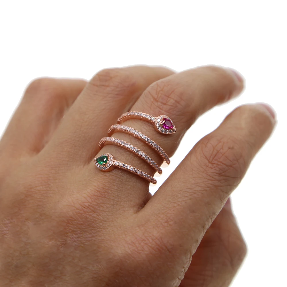Роскошные Большие серебряные кольца цвета розового золота с циркониевый камень CZ для женщин модные обручальные кольца Новинка