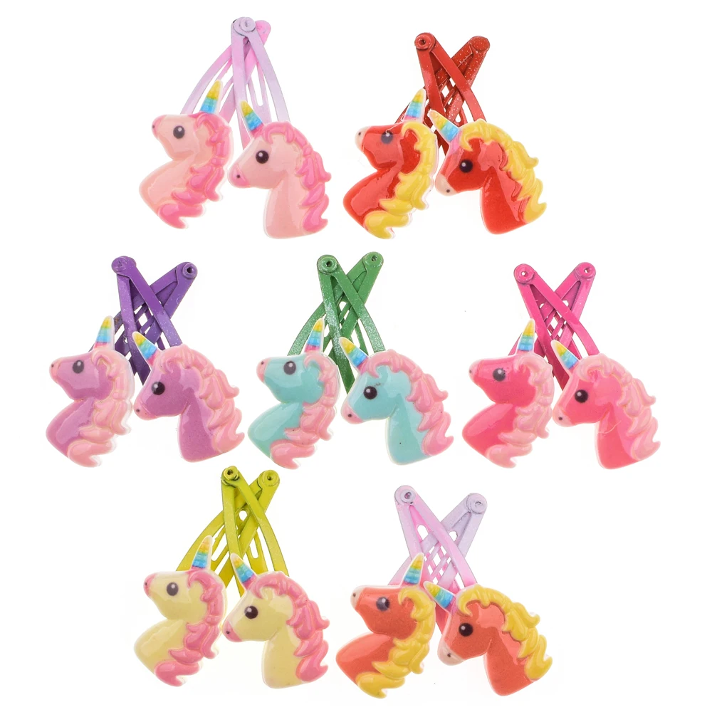 

LUBINGSHINE 7pairs/lot Women Child Girls Cartoon Unicorn Hair Clips Hairpins Fashion Hair Jewelry Accessories Kids Head Clips