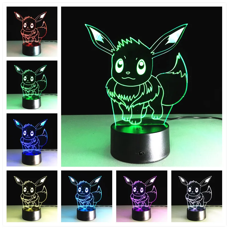 Novelty 3d Night Light Rgb Changeable Mood Desk Lamps Pokemon 3d Lamp Lampada De Mesa Led Table