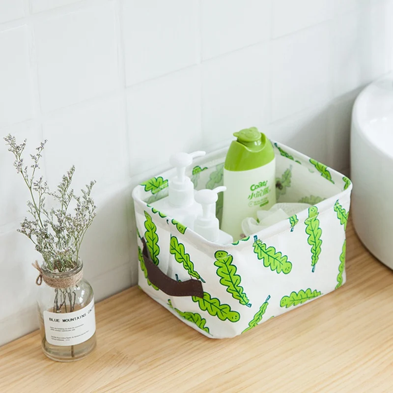 

Cotton Linen Cloth Laundry Toys Kids Toys Cartoon Print Household Square Storage Basket Foldable Storage Box