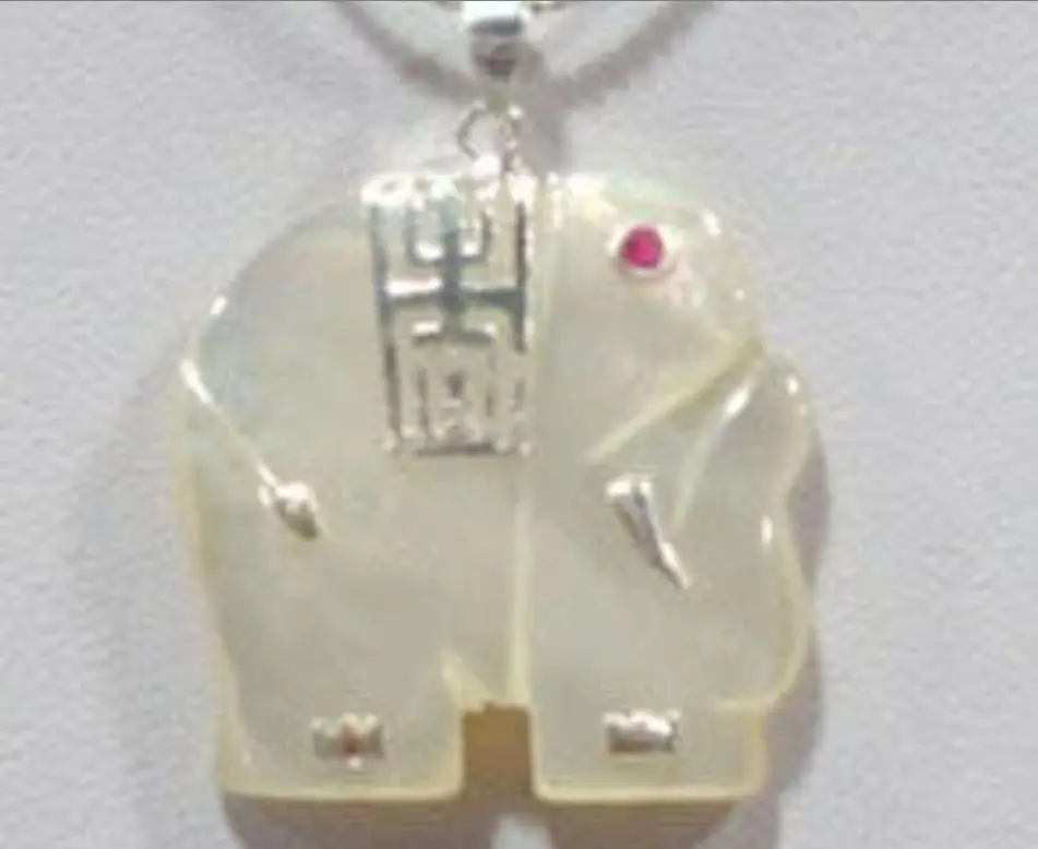 

Charming white jade elephant pendant necklace SAWA+1