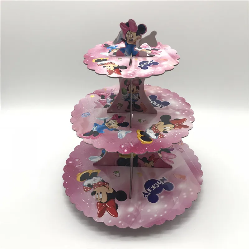 

Minnie Mouse 3 Layers Theme Family Party Paper Cake Stand Girl Birthday Party Wedding Decoration Minnie Dessert Stand 1set