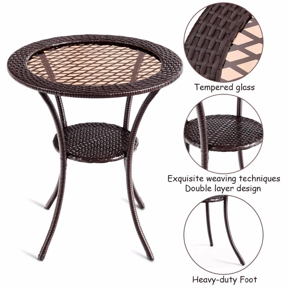 Giantex Round Rattan Wicker Coffee Table Glass Top Steel Frame Patio Furni W/Lower Shelf Home Furniture HW59335 Giantex Round Rattan Wicker Coffee Table Glass Top Steel Frame Patio Furni W/Lower Shelf Home Furniture HW59335