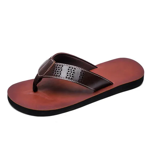 MAISMODA/; брендовые летние мужские Вьетнамки; пляжные сандалии; нескользящие Мужские Винтажные повседневные пляжные сандалии; повседневная обувь - Color: Brown with hole