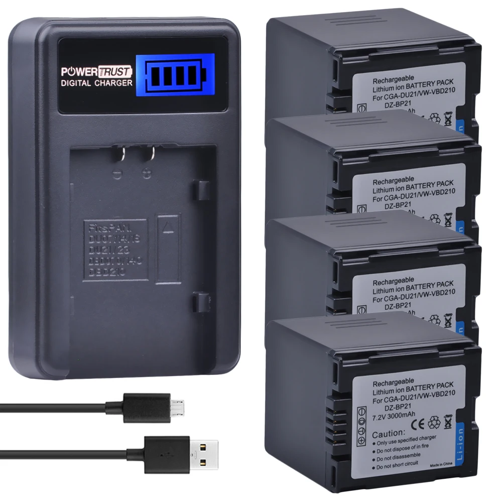 4 шт. Аккумулятор для камеры и зарядное устройство с ЖК дисплеем|cga du21|camera battery