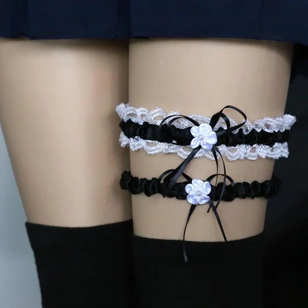 1Pair Women Girls Princess Cosplay Wedding Party Bridal Lace Floral Bowknot Garter Belt Leg Ring