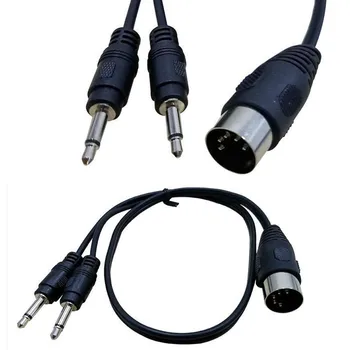 

10pcs MIDI Din 5 Pin Plug Male To 2 x 3.5mm 1/8" Male Mono Jack Audio Adapter Cable Black 50cm 1.5m