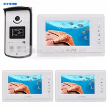 DIYSECUR 7 inch Wired Video Door Phone Kit 700TVL Camera RFID Unlocking Night Vision 3 Monitor