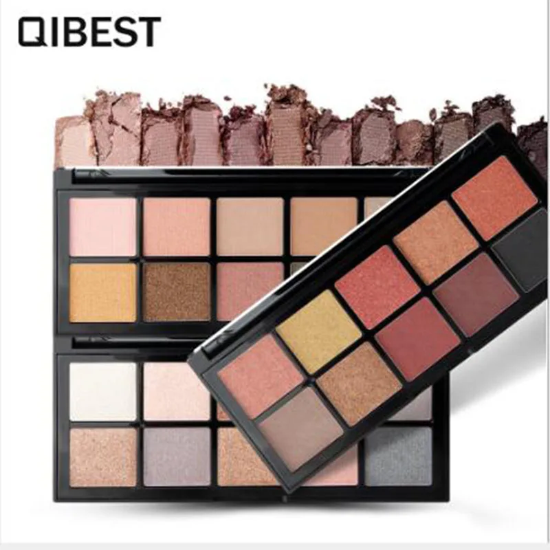 

QIBEST 10 Colors Eyeshadow Palette Matte Shimmer Nude Eye Cosmetics Waterproof Long Lasting Make up Pallet Powder