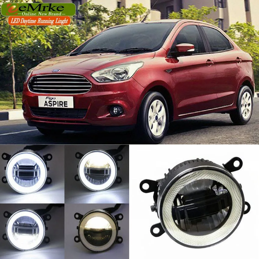 EeMrke для Ford Figo 2015 3 в 1 светодиодный DRL Ангел глаз противотуманных фар автомобиля