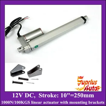 

12v linear actuator with mounting brackets, 10inch/ 250mm stroke with 1000N/225LBS load electric linear actuators