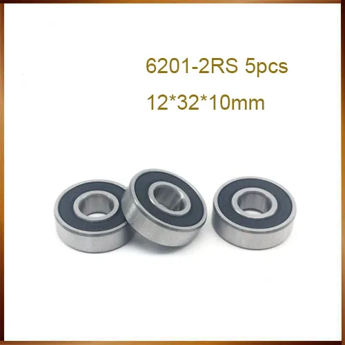 

5 шт. высокое качество ABEC 6201 2RS 6201RS 6201-2RS 6201 RS 12x32x10 мм двойное резиновое уплотнение шарикоподшипник для велосипедных втулок