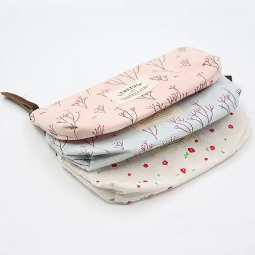 Floral Canvas Pencil Pen font b Case b font Cosmetic Makeup font b Tool b font