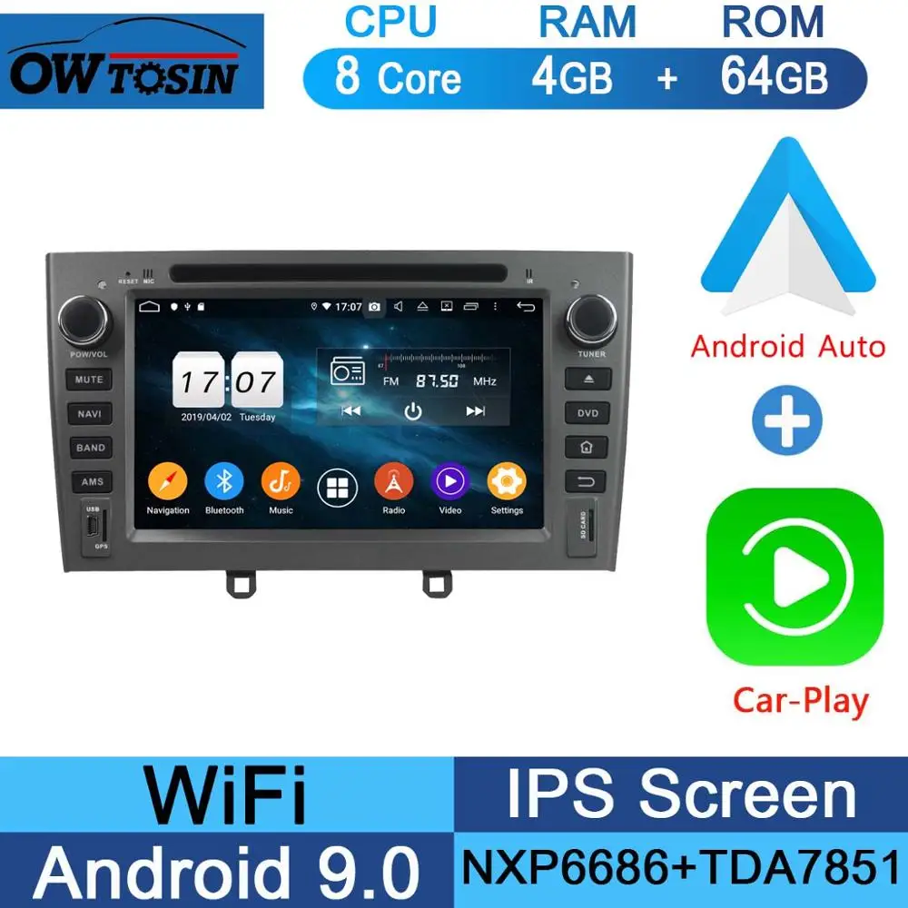 " ips Octa 8 Core 4G 64G Android9.0 автомобильный dvd-плеер для peugeot 408 308 308SW 2007-2011 DSP радио gps Parrot BT Adas мультимедиа - Цвет: 64G CarPlay Android