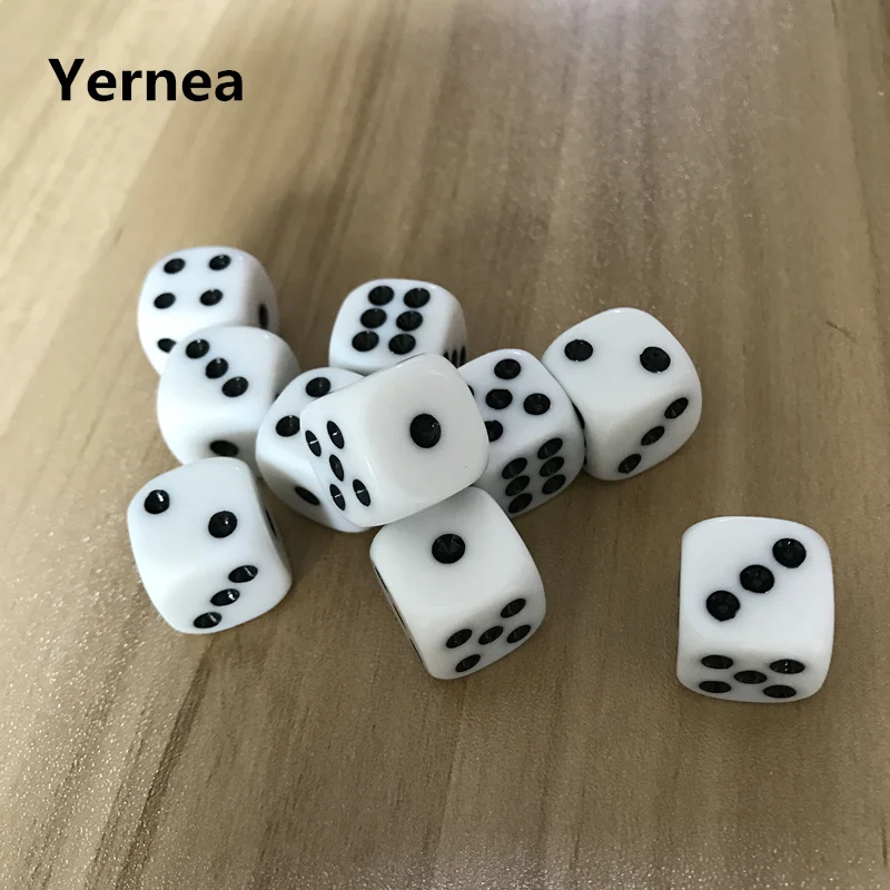 

10Pcs/Lot 16mm Dice Points Acrylic White Dice Hexahedron Rounded Corners Black dot Dungeons and Dragons Game Rpg Dice Set Yernea