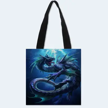 

New arrival Custom Dragon printing Canvas Shoulder Bag Women Handbag Shopping Bag Female Canvas Beach Bag Tote