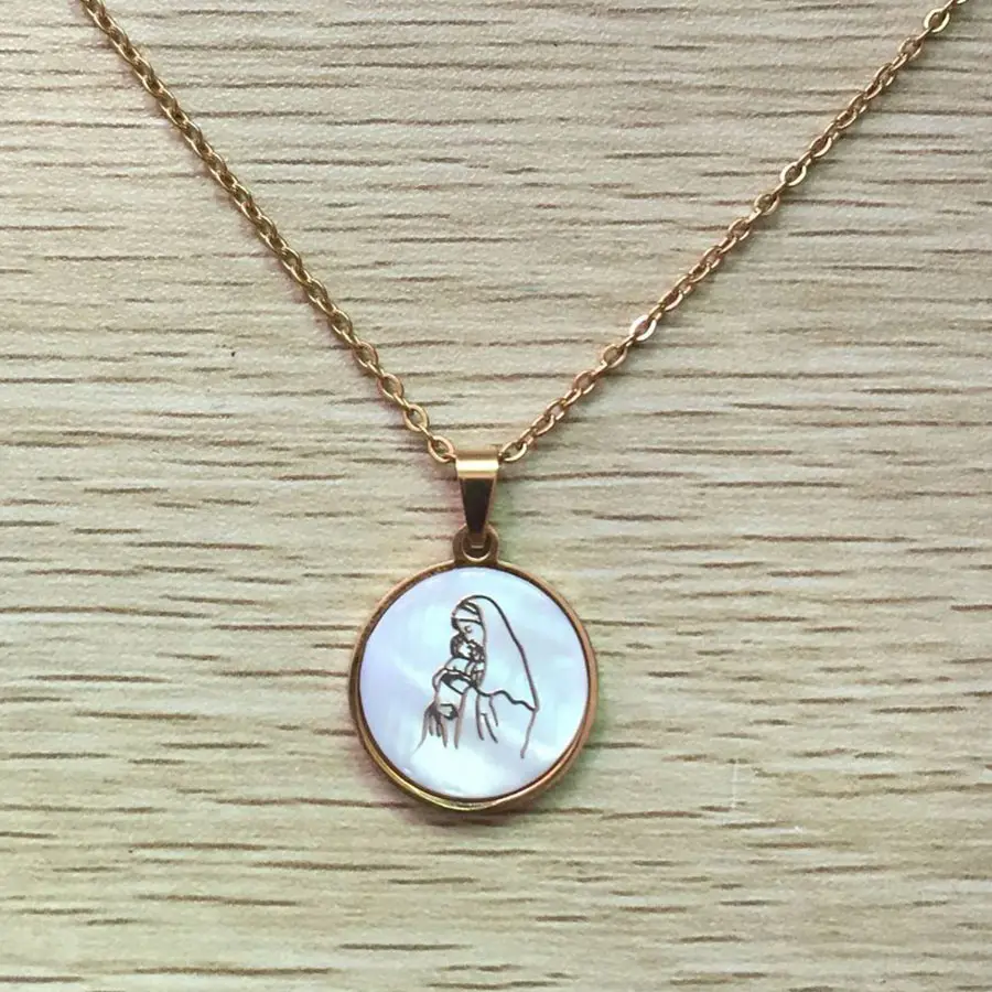 44Gold Necklace Хобборн классическое христианское женское ожерелье Дева Мэри и ребенок молитва женское и мужское ожерелье s& Кулоны Ювелирные изделия из нержавеющей стали - Окраска металла: 44Gold Necklace
