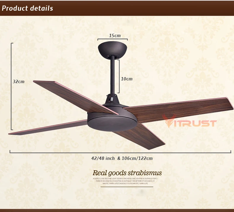 42/48 дюймов европейские винтажные потолочные вентиляторы промышленные деревянные потолочные вентиляторы без светильник декоративный домашний потолочный вентилятор
