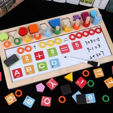 Детские деревянные материалы Монтессори, Обучающие цифры, соответствующие цифровой форме, доска для рисования, Обучающие Математические Игрушки