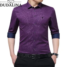 DUDALINA новая мужская одежда Slim Fit Мужская рубашка с длинными рукавами Повседневная мужская рубашка с принтом жаккард плюс размер Импортируется из Китая